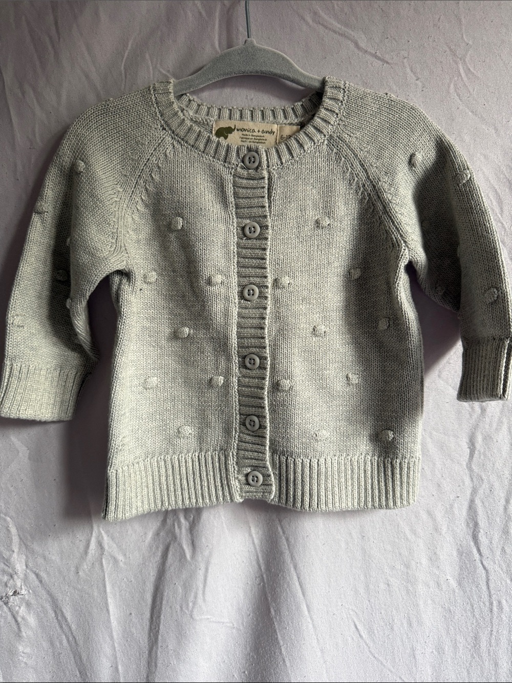 Monica + Andy Light Gray Bobble Knit Cardigan
